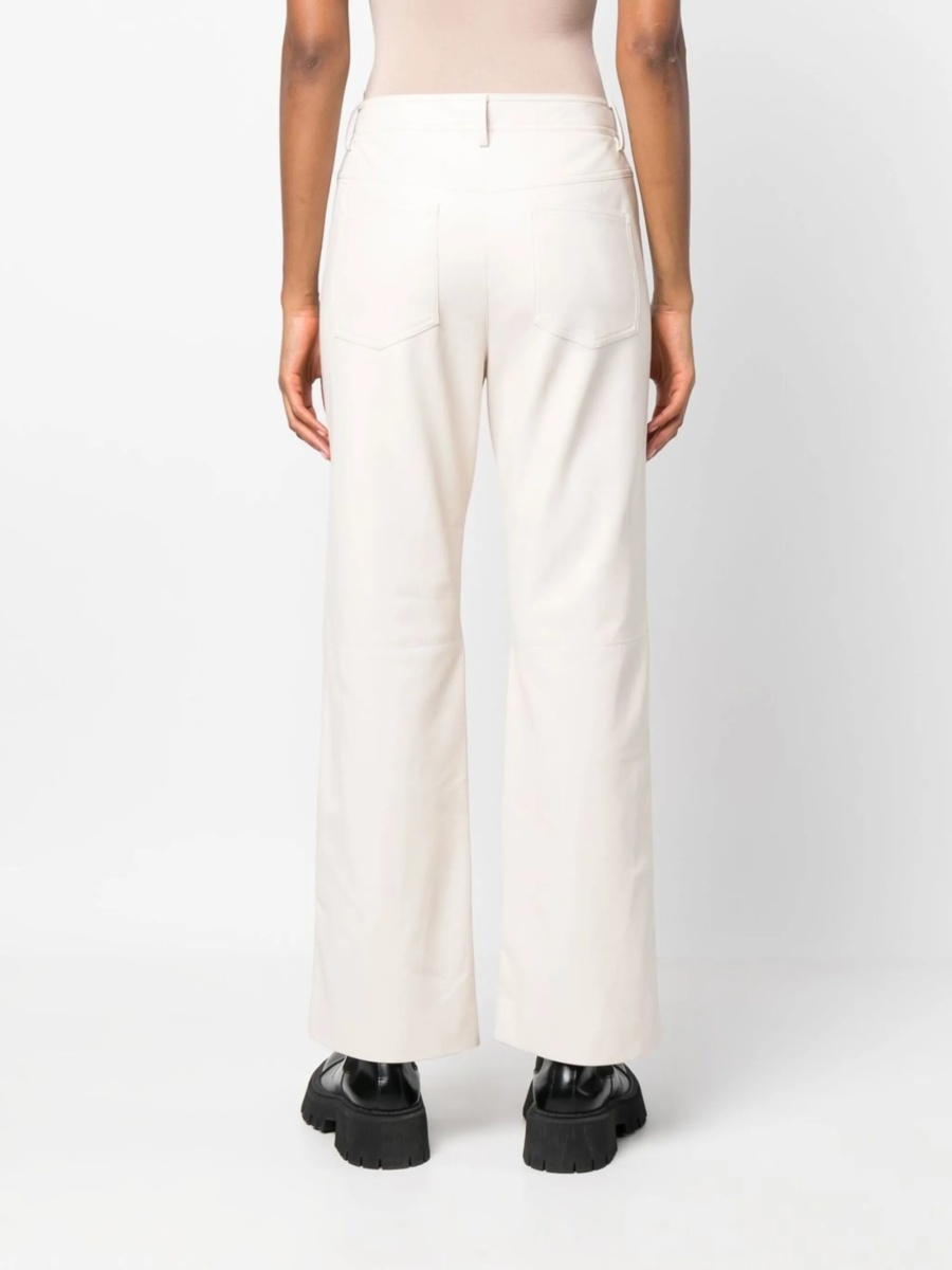 Pantaloni talie inalta MSGM neutri din polyester - Img 4