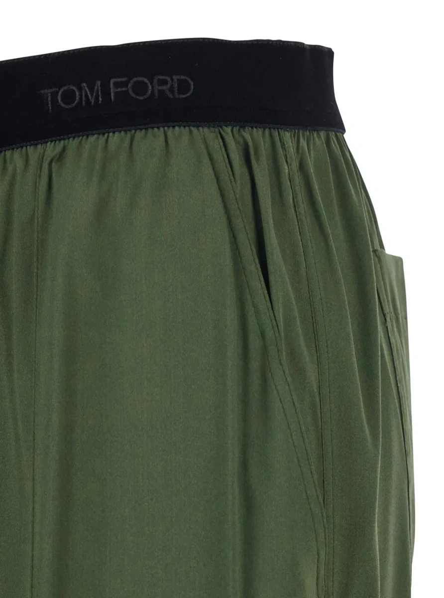 Pantaloni Tom Ford verzi din matase - Img 3