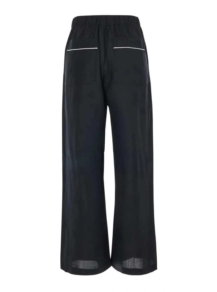 Pantaloni TOTÊME Black pants with waistband and two welt pockets on the back in silk for women - Img 2