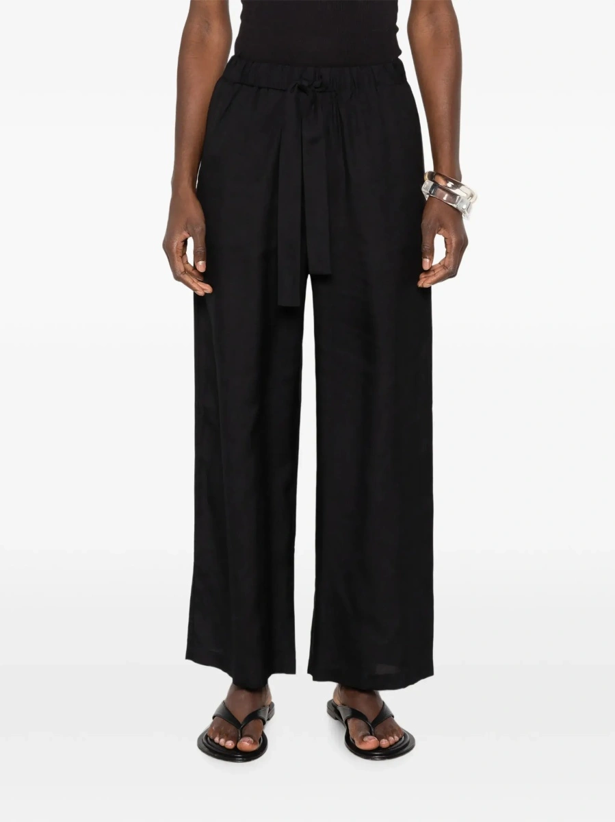 Pantaloni TOTÊME Black pants with waistband and two welt pockets on the back in silk for women - Img 5