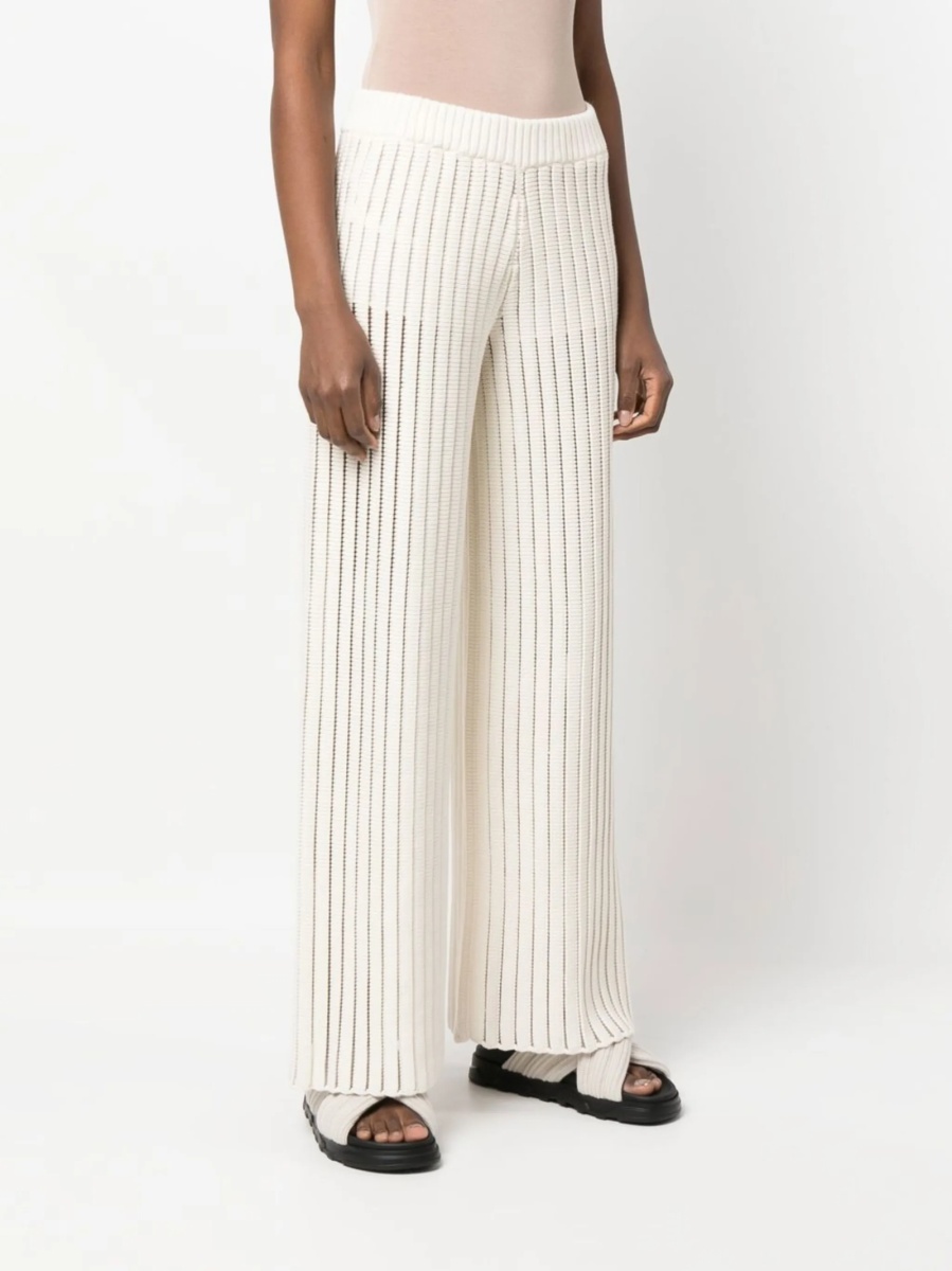 Pantaloni tricotati Fabiana Filippi albi din bumbac si nylon - Img 3
