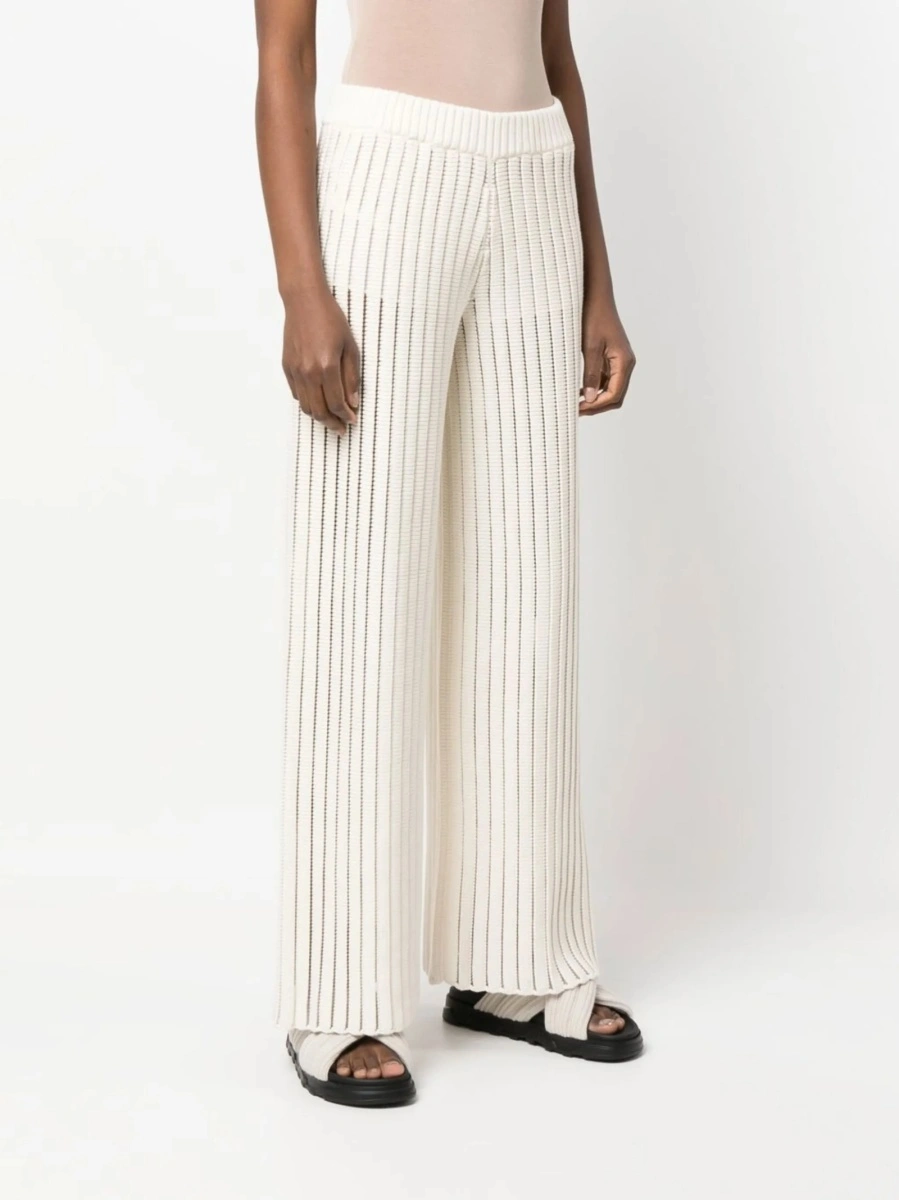 Pantaloni tricotati Fabiana Filippi albi din bumbac si nylon - Img 3
