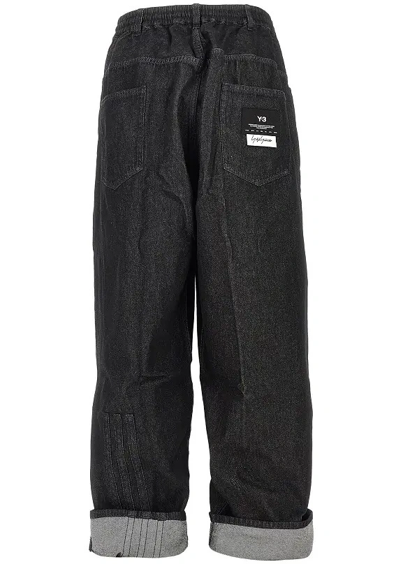 Pantaloni Y-3 negri din denim - Img 3