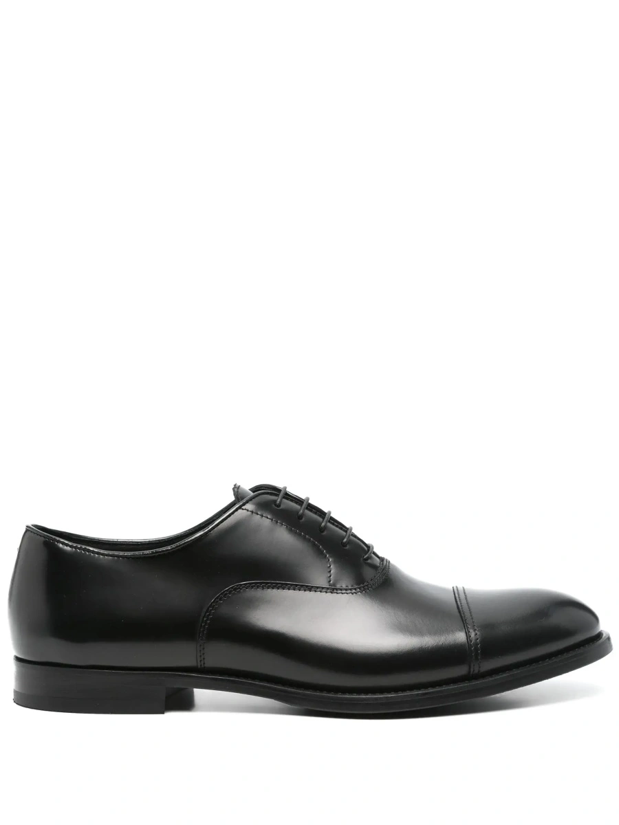 Pantofi Black Smooth Leather Five-Hole Oxford Shoes for Men - Img 8