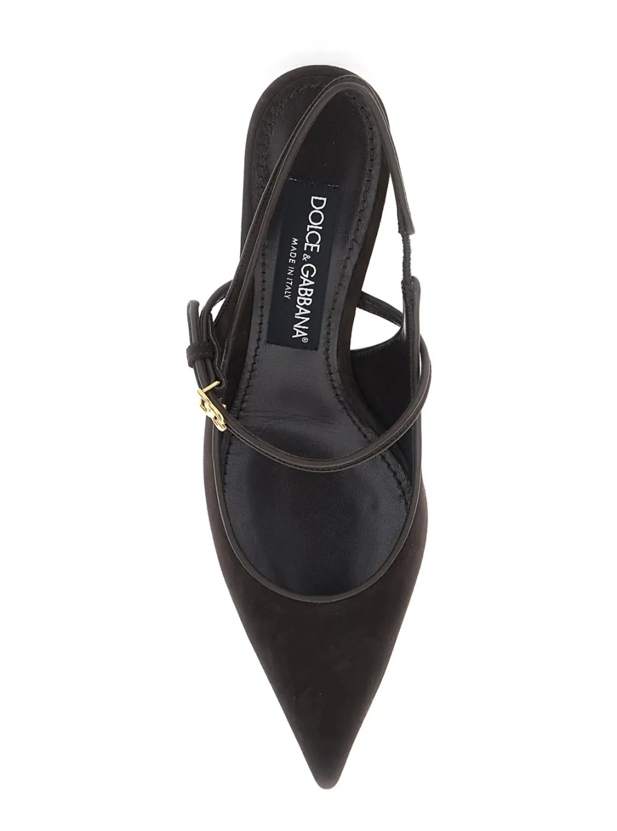 Pantofi cu toc Dolce &amp; Gabbana maro din piele intoarsa - Img 4