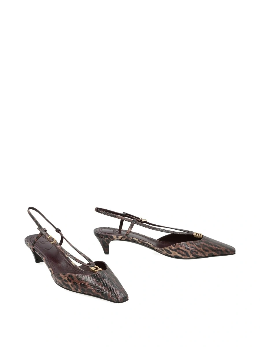 Pantofi cu toc Fendi maro din piele - Img 4