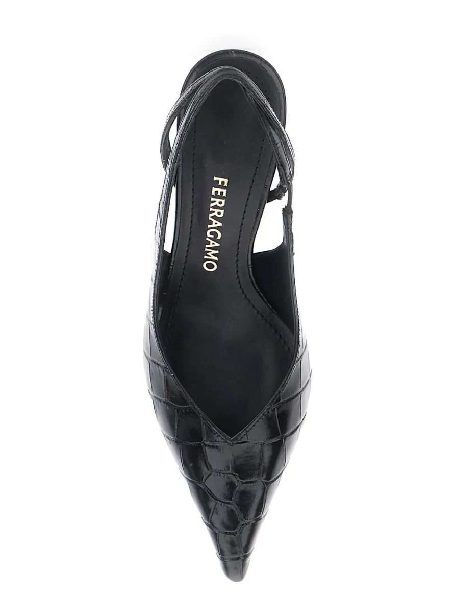 Pantofi cu toc Ferragamo negri din piele 'Dafne' - Img 3