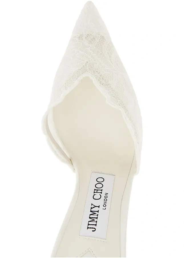 Pantofi cu toc Jimmy Choo 'Saeda' albi din dantela - Img 4