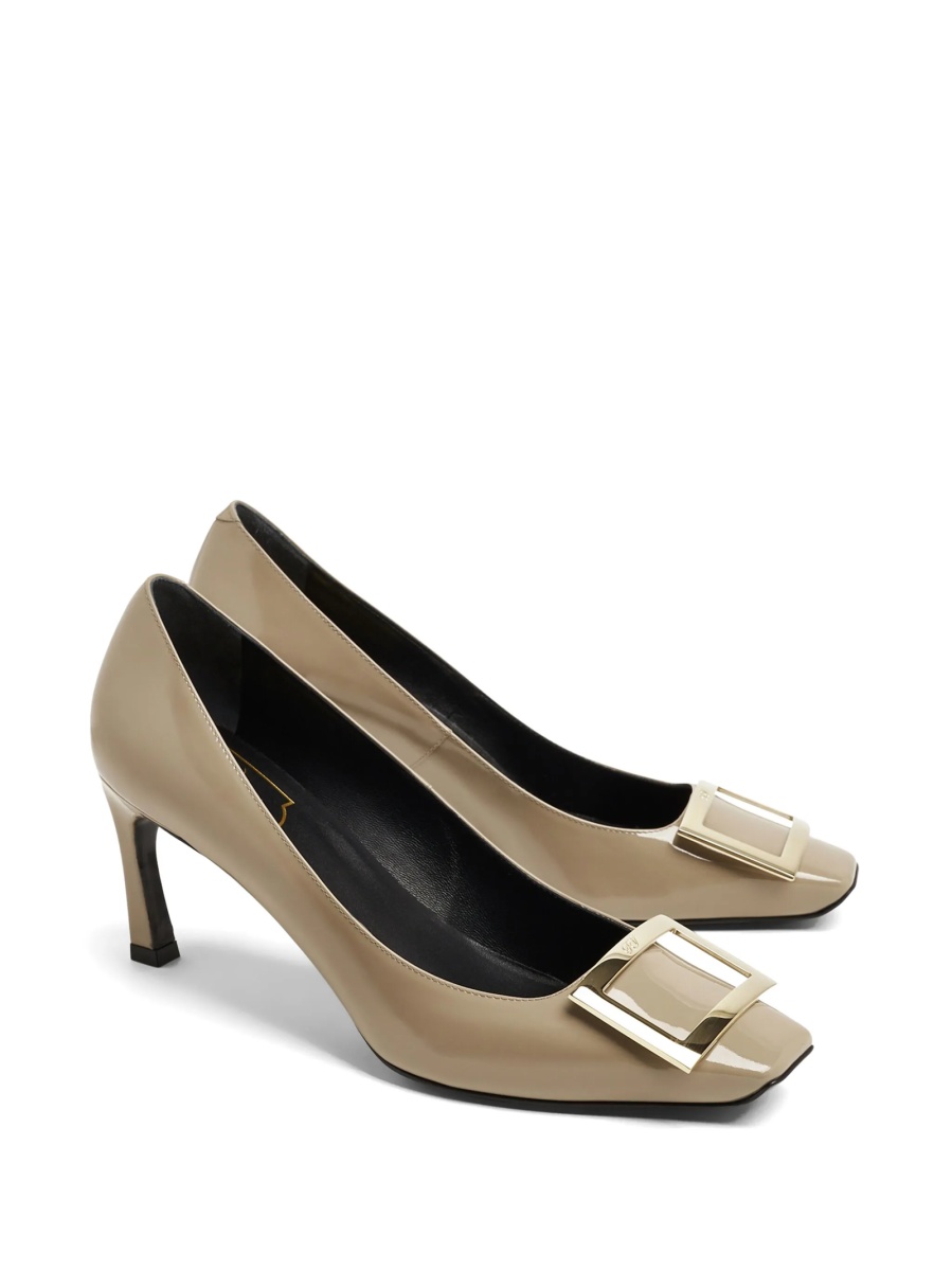 Pantofi cu toc Roger Vivier neutri din piele - Img 4