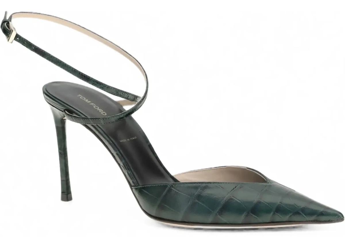 Pantofi cu toc Tom Ford verzi din piele - Img 4