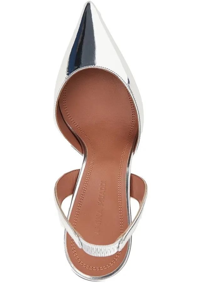 Pantofi 'Holli' metallized leather slingback pumps - Img 4
