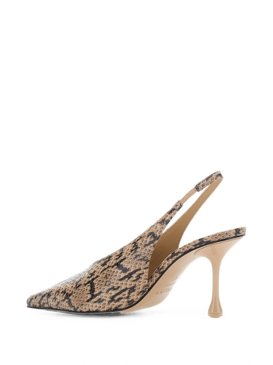 Pantofi 'Isa' Beige Beige Slingback Pumps with Snakeskin Print Effect in Leather for Women - Img 7