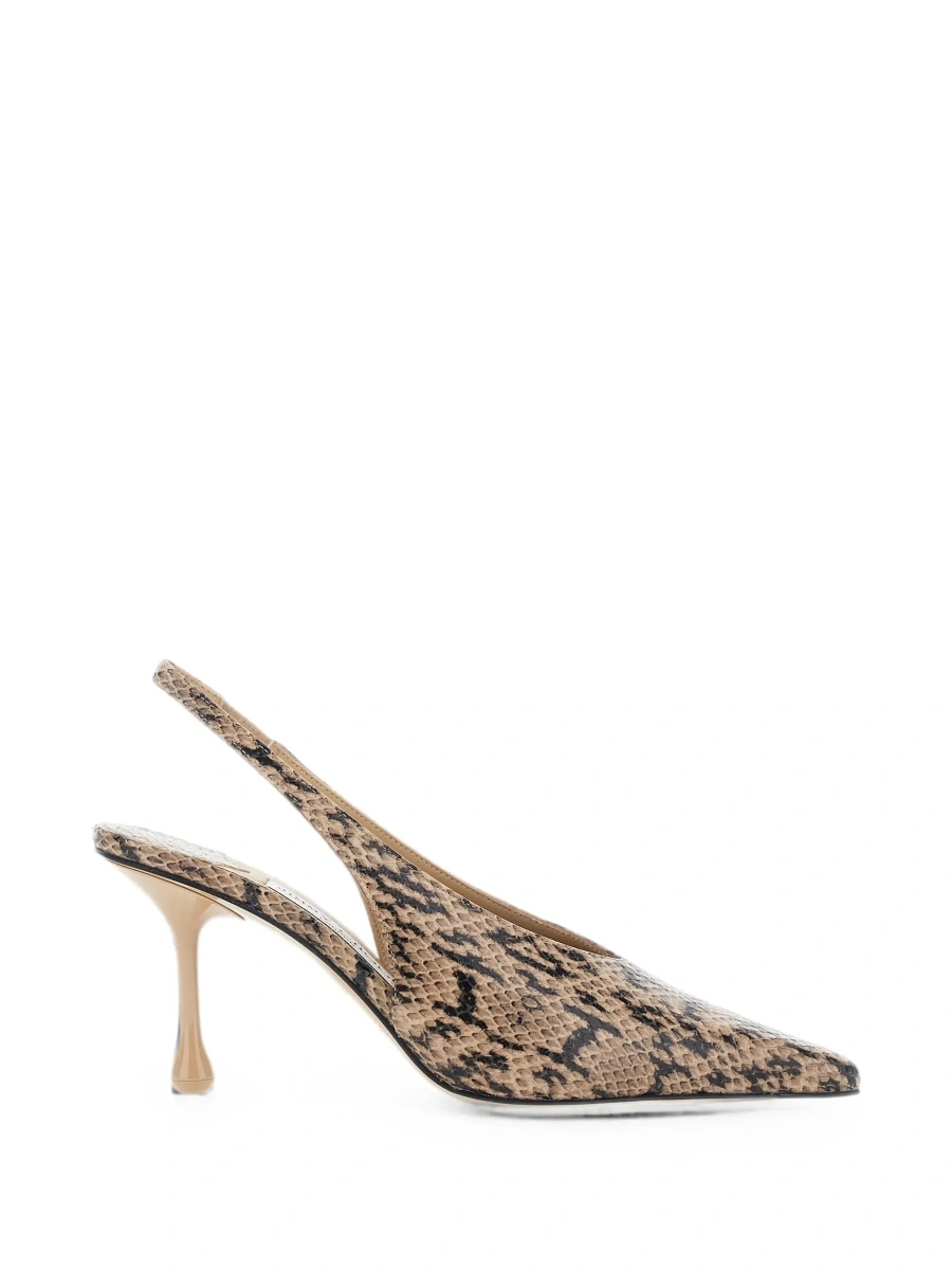 Pantofi 'Isa' Beige Beige Slingback Pumps with Snakeskin Print Effect in Leather for Women - Img 8