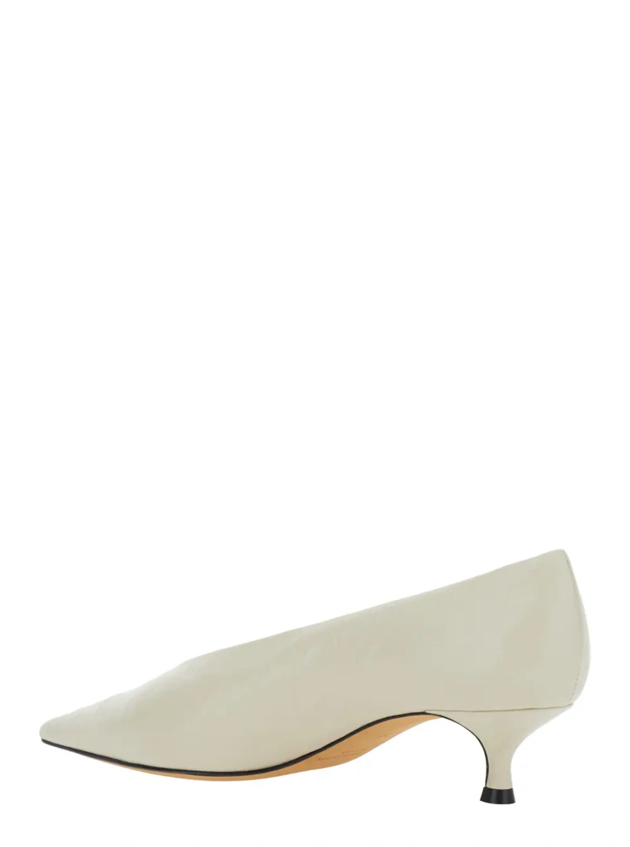 Pantofi LE MONDE BERYL Babuche kitten heel women's white fabric décolleté - Img 3