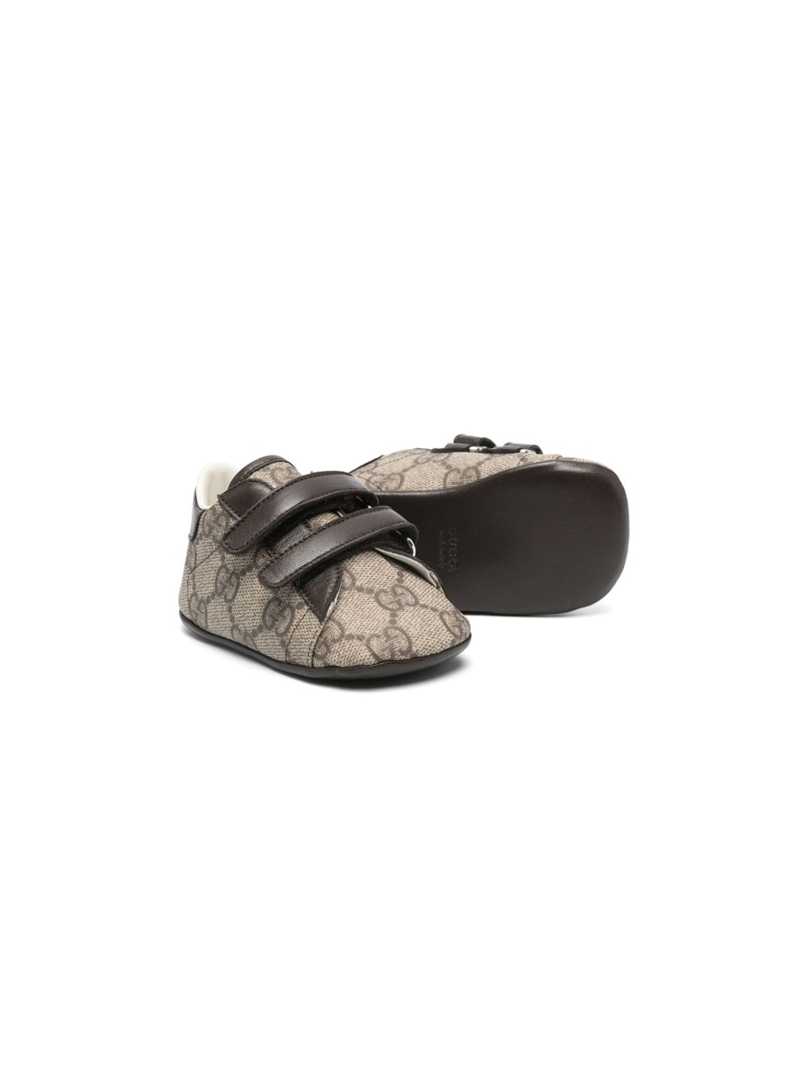 Pantofi premergatori Gucci maro din piele si material textil - Img 2