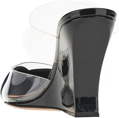 Pantofi PVC and leather 'Le Coeur' wedge mules - Img 3