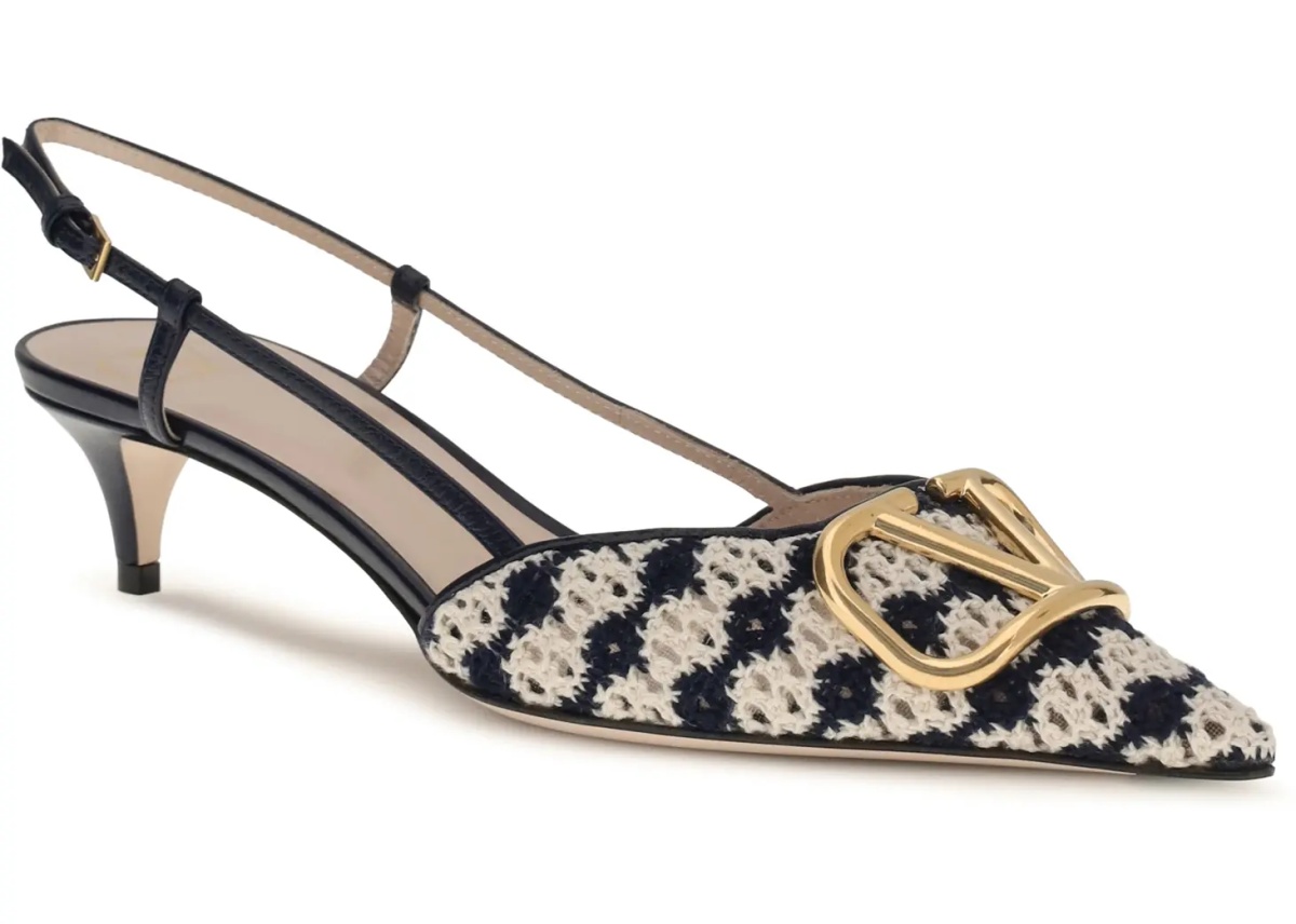 Pantofi VLogo Signature slingback Pumps in crochet fabric - Img 2