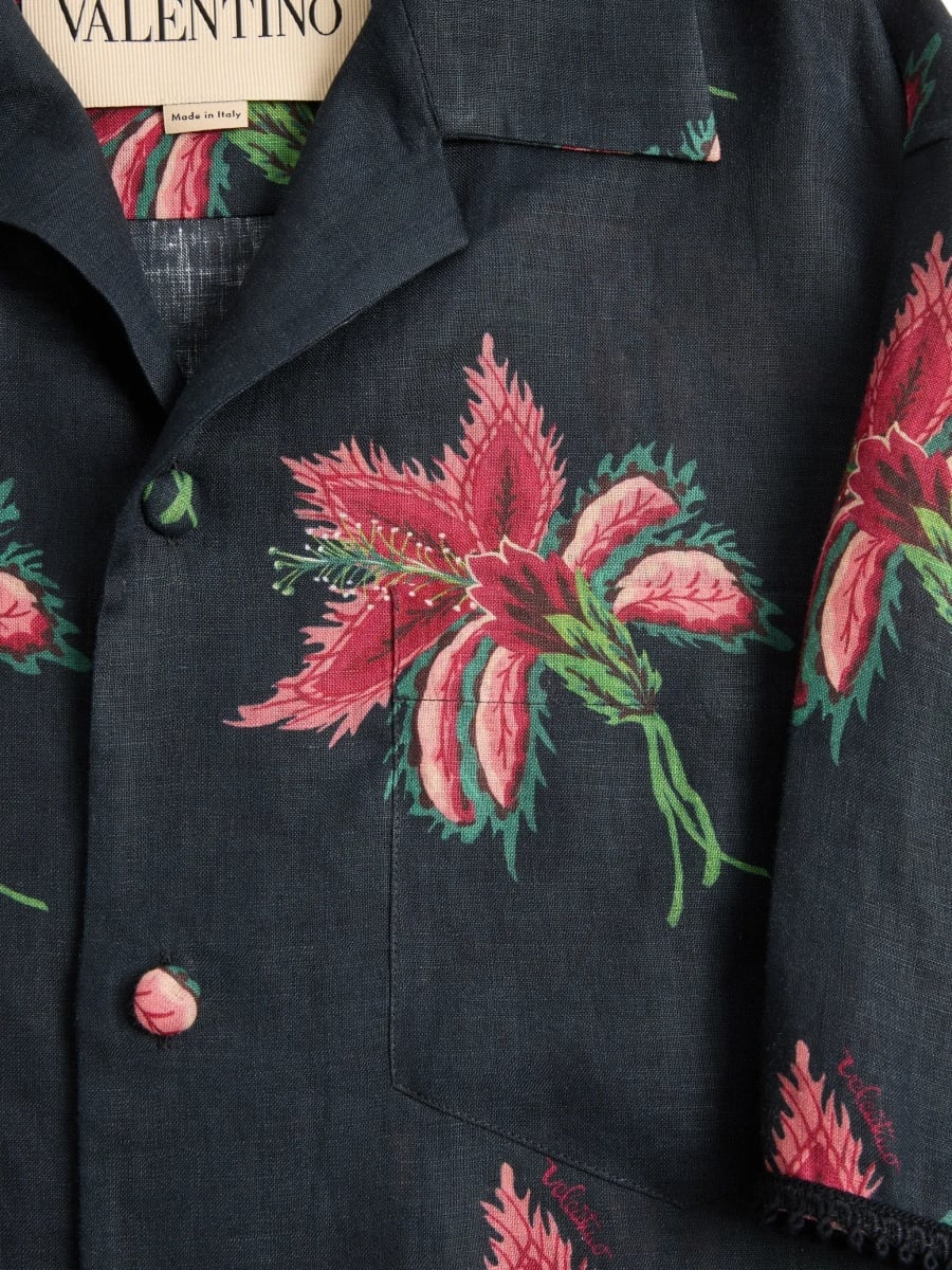Papier Floral print linen bowling Shirt - Img 5