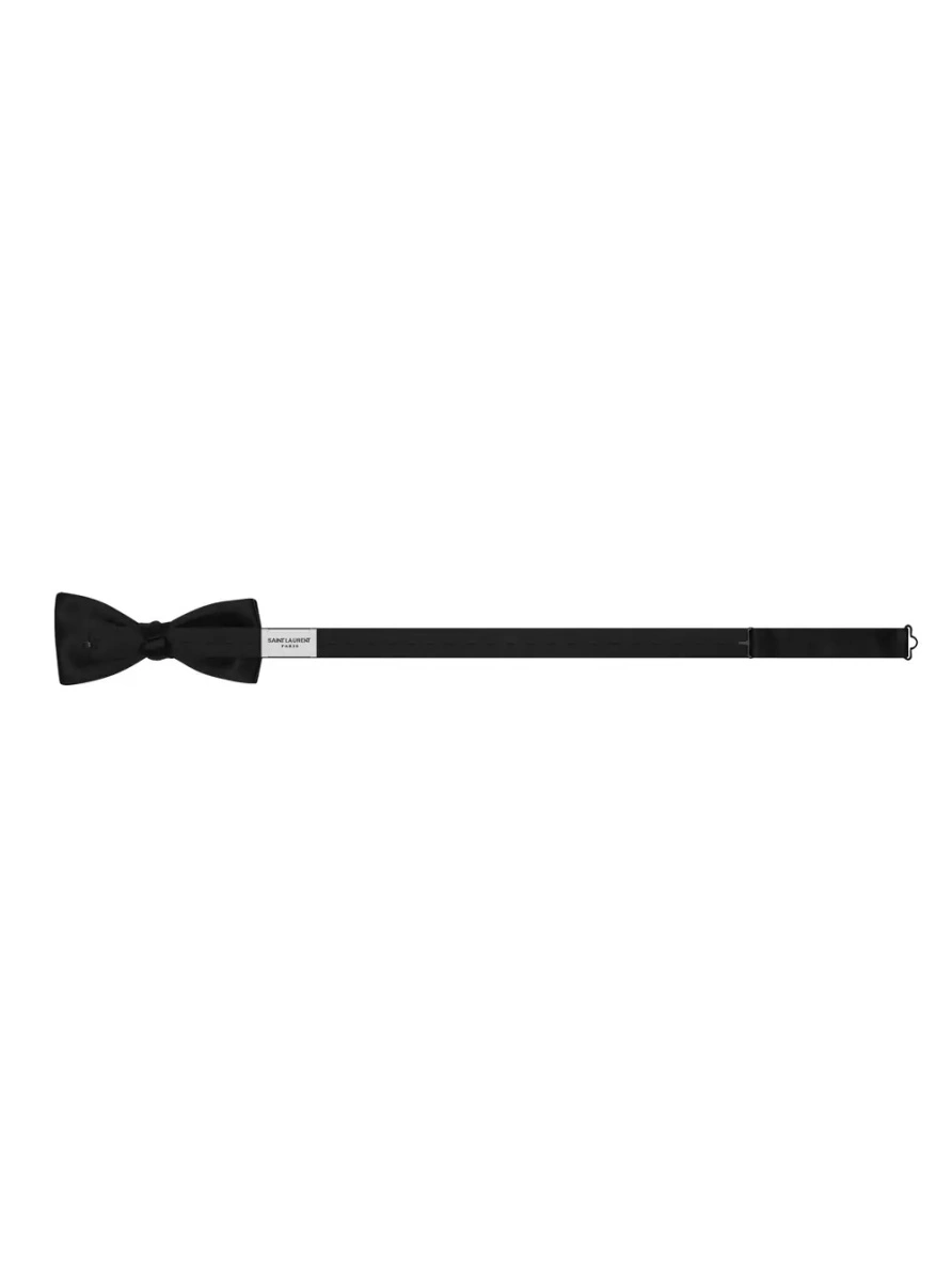 Papion Saint Laurent negru din matase - Img 2
