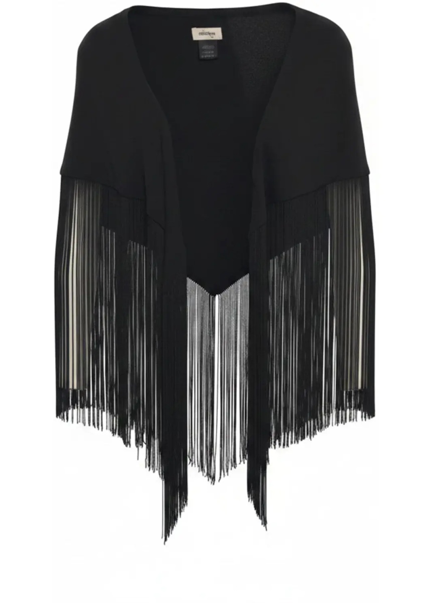 Poncho Cape with fringe details - Img 2