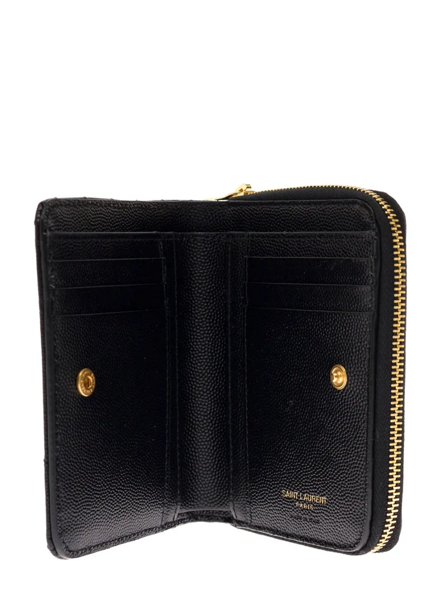 Portofele Wallet with Cassandre Plate on the Front in Black Leather for Women - Img 3