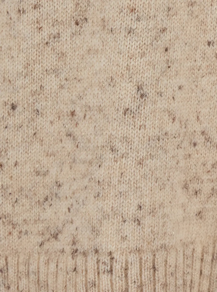 Pulover beige Sweater with round neck and all-over polka dot motif in wool blend women - Img 3