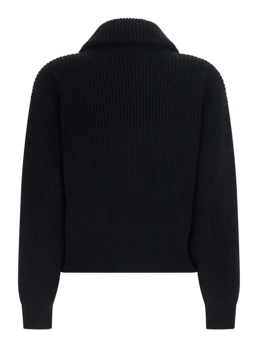 Pulover Black cashmere wool V-neck trucker jumper for women - Img 2