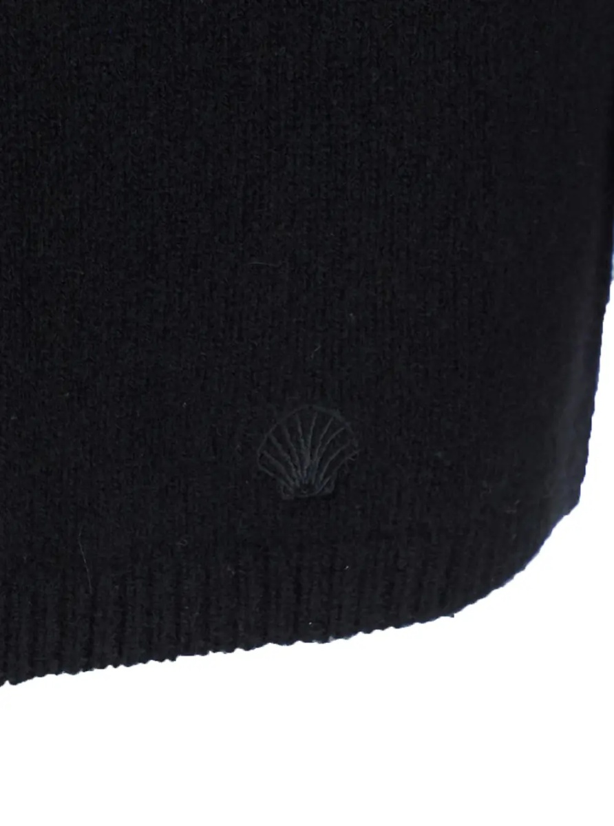 Pulover black Sweater with Boat neckline and mini tone-on-tone logo in cashmere for women - Img 3