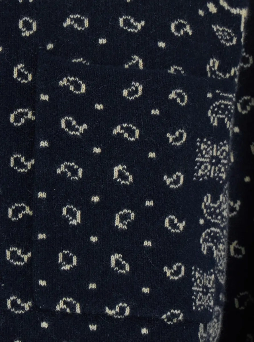 Pulover Blue Classic collar sweater with all-over pattern in wool blend woman - Img 2