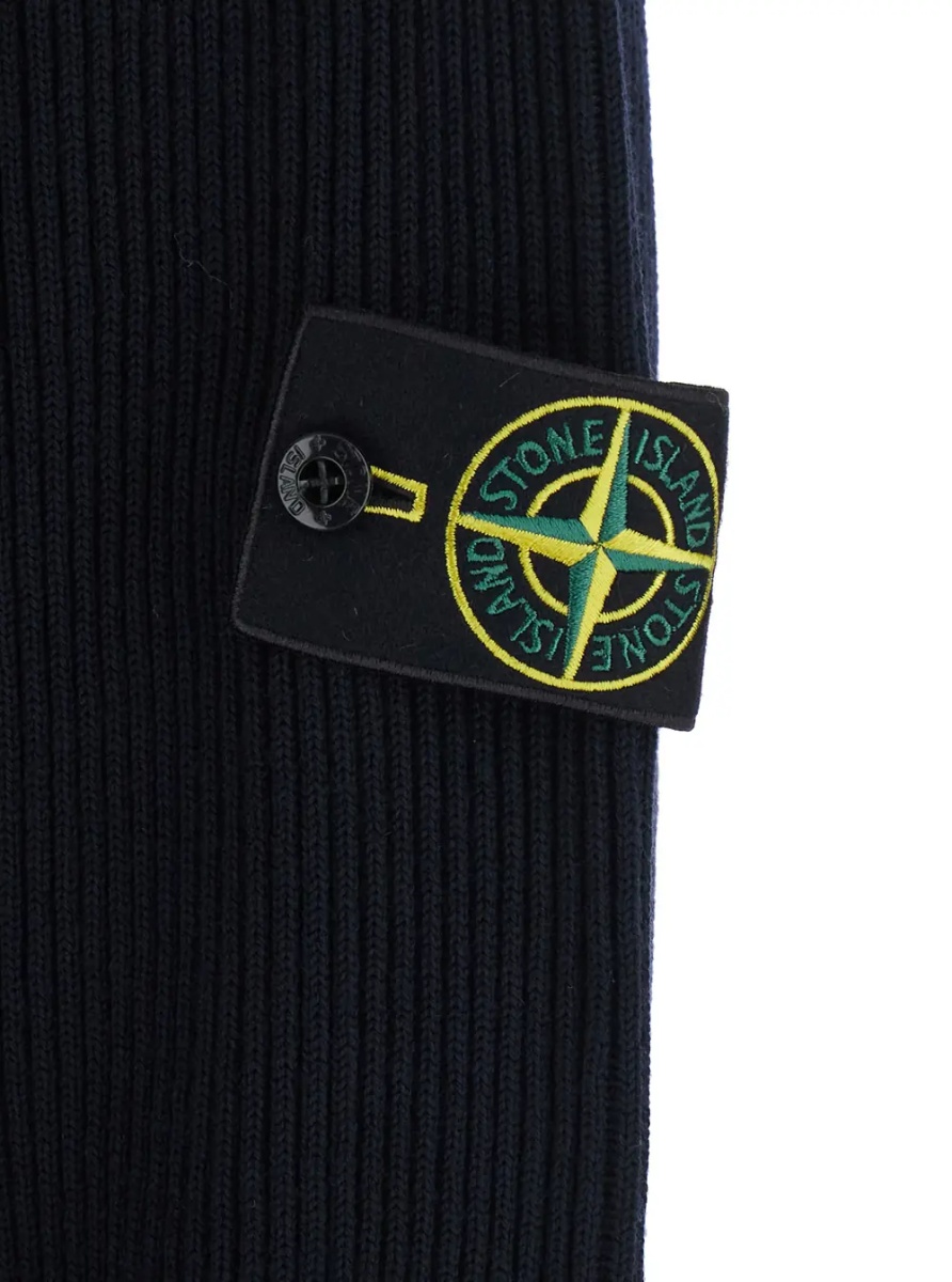 Pulover Blue Sweater with high collar and logo patch on the sleeve in Men - Img 3