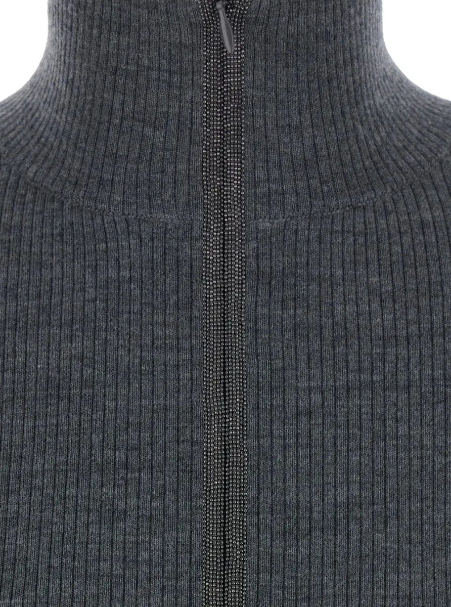Pulover Brunello Cucinelli gri din lana si casmir - Img 3