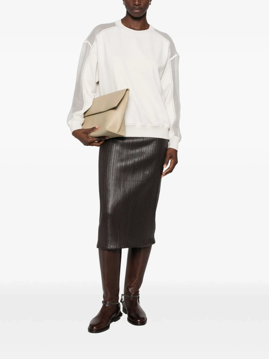 Pulover Brunello Cucinelli neutru din bumbac - Img 2