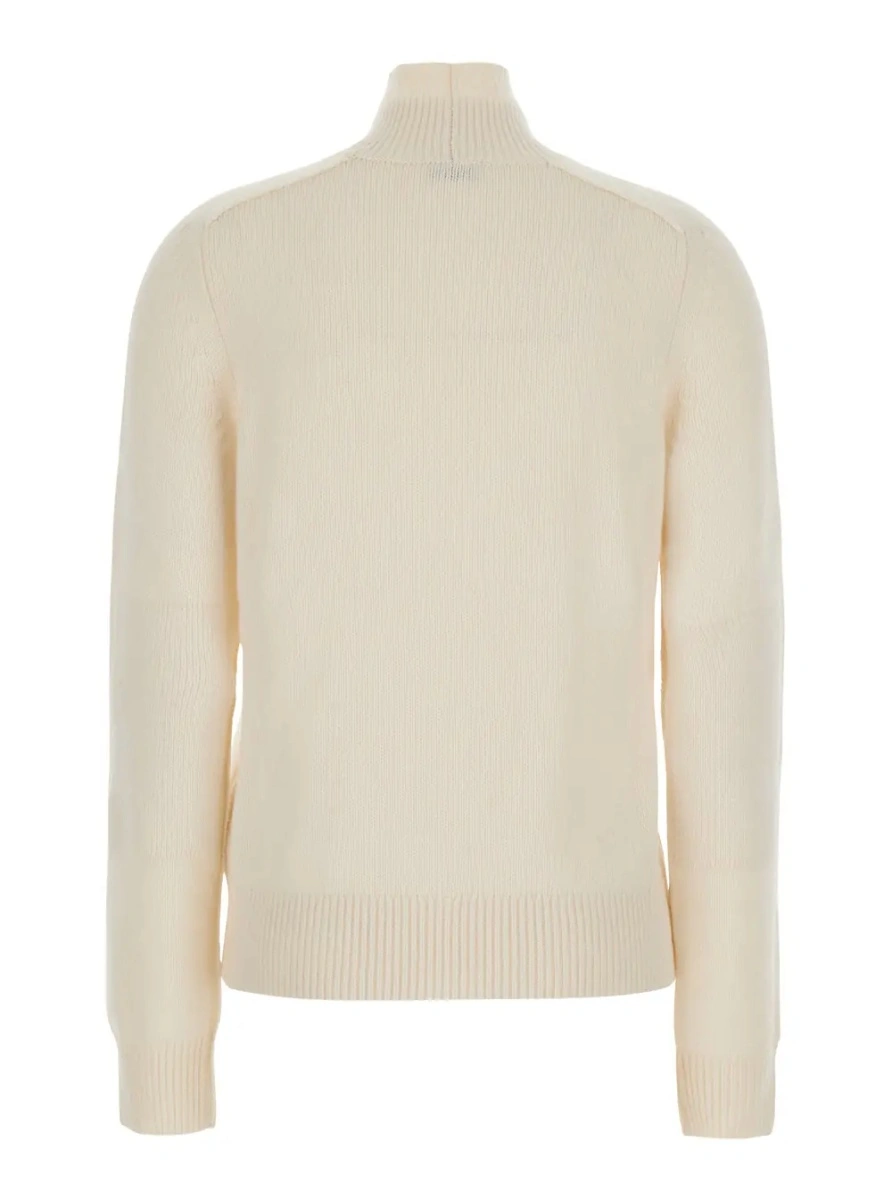 Pulover 'Christina' White Sweater with High Neck and EKD Patch on the Front in Cashmere for Women - Img 2