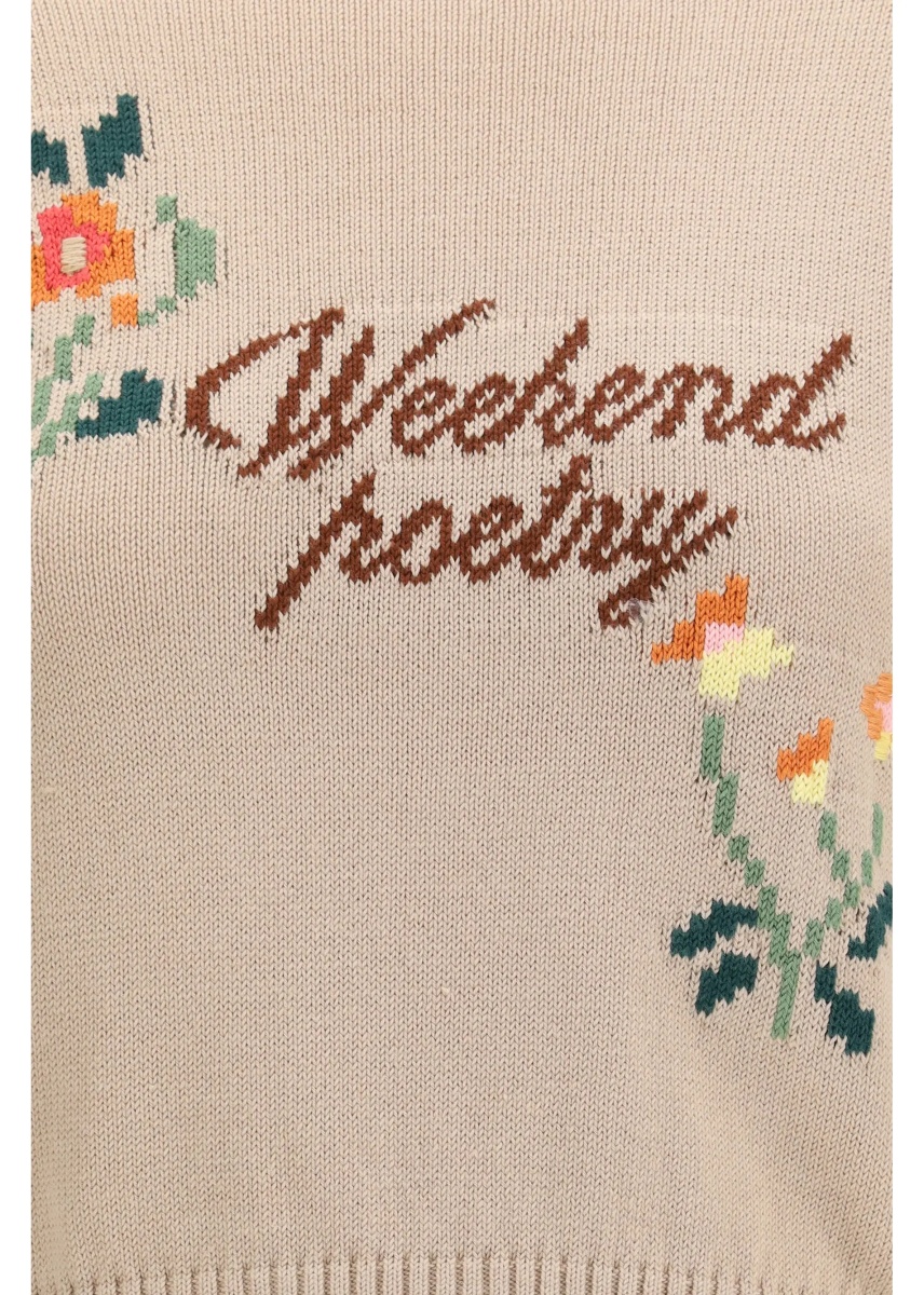 Pulover Cotton knit Sweater with embroidery - Img 3