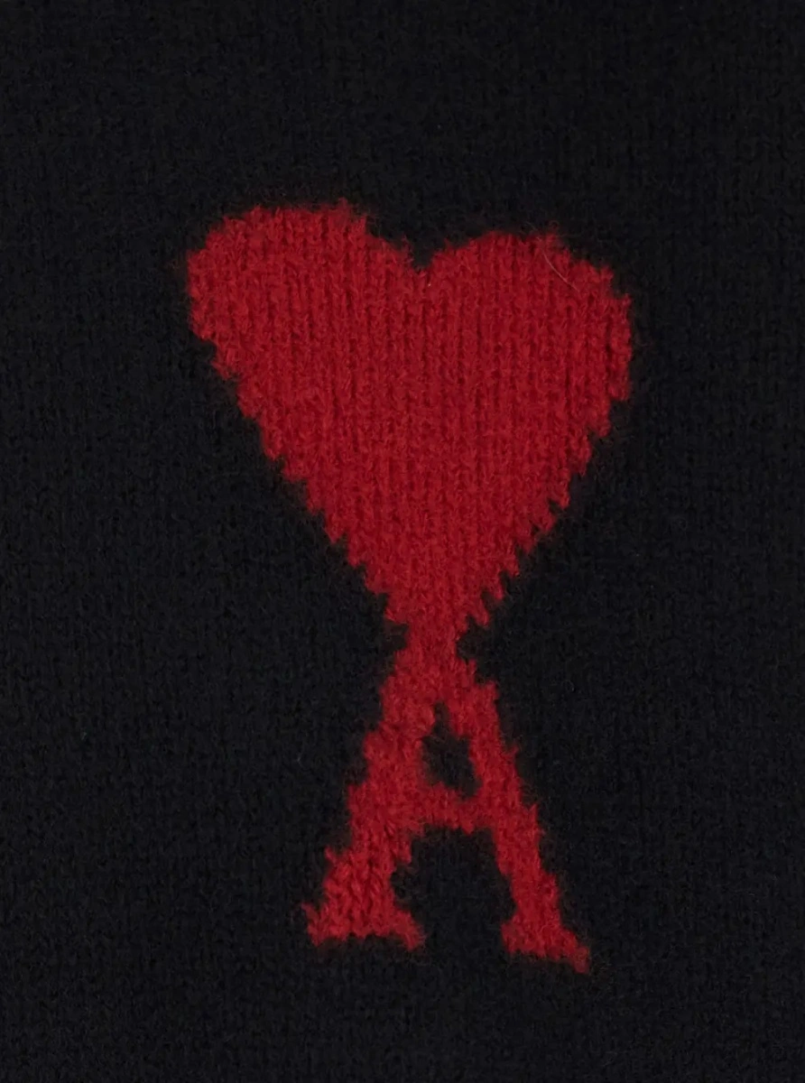Pulover Crewneck Sweater with ADC Embroidery on the Front in Black Wool for Men - Img 3