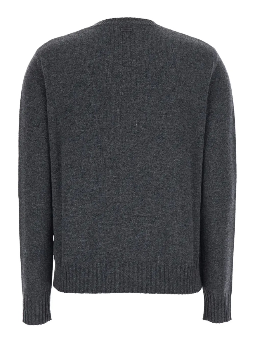 Pulover Gray V-neck Long Sleeve Wool Sweater for Women - Img 2