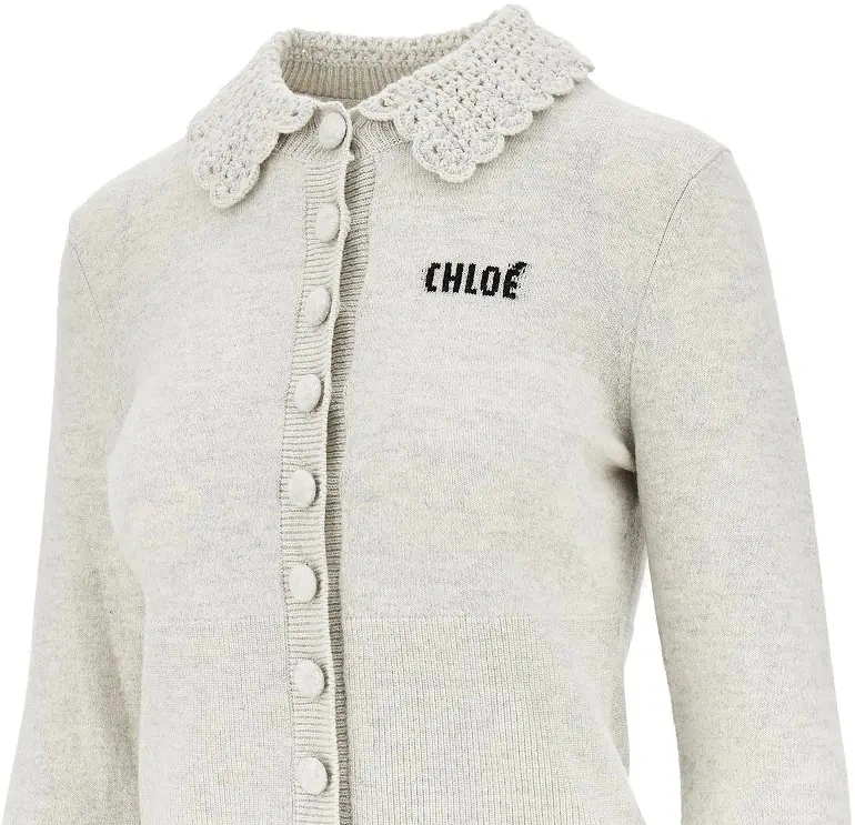 Pulover Guipure collar wool cardigan - Img 2