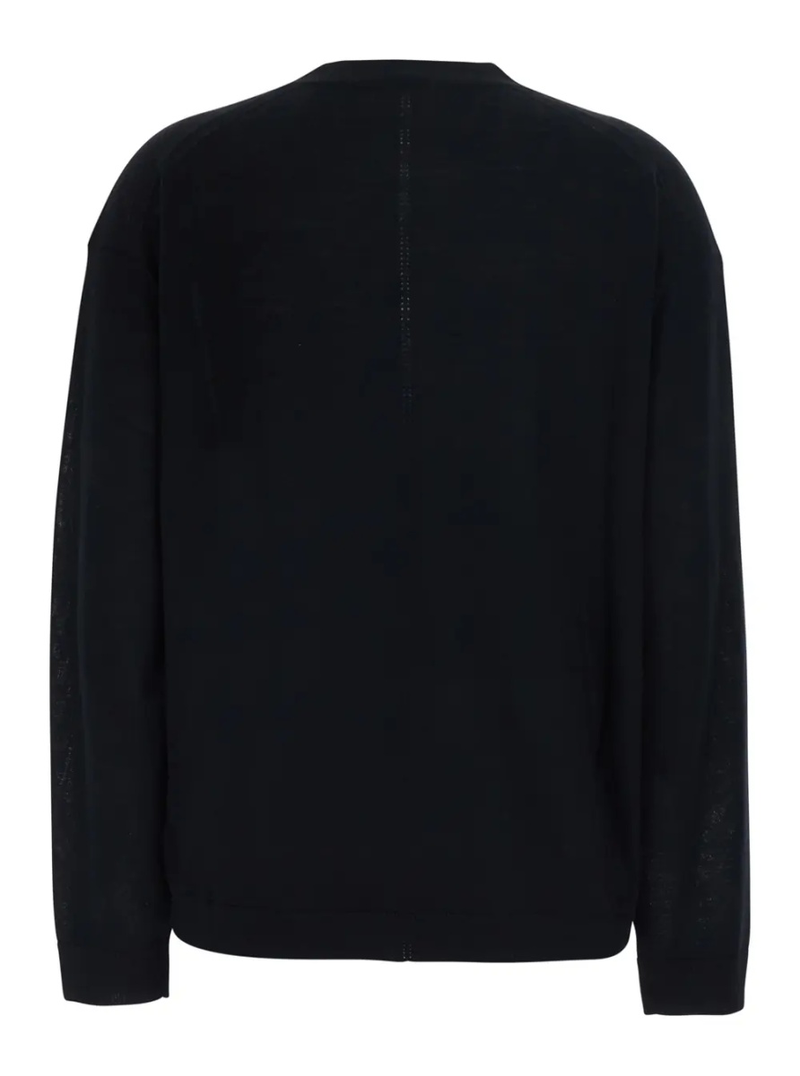 Pulover Jade V Neck Thin Wool Pull with V-neck and long sleeves in black Virgin Wool for women - Img 2
