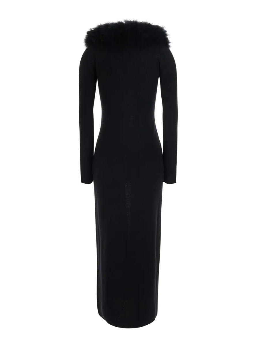 Pulover Knitwear with collar and long sleeves in black virgin wool for women - Img 2