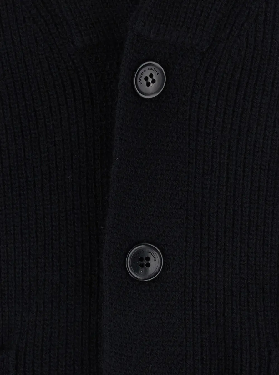 Pulover Lapel Jacket ML with Notched Revers and Front Closure in Black in Wool Men - Img 3