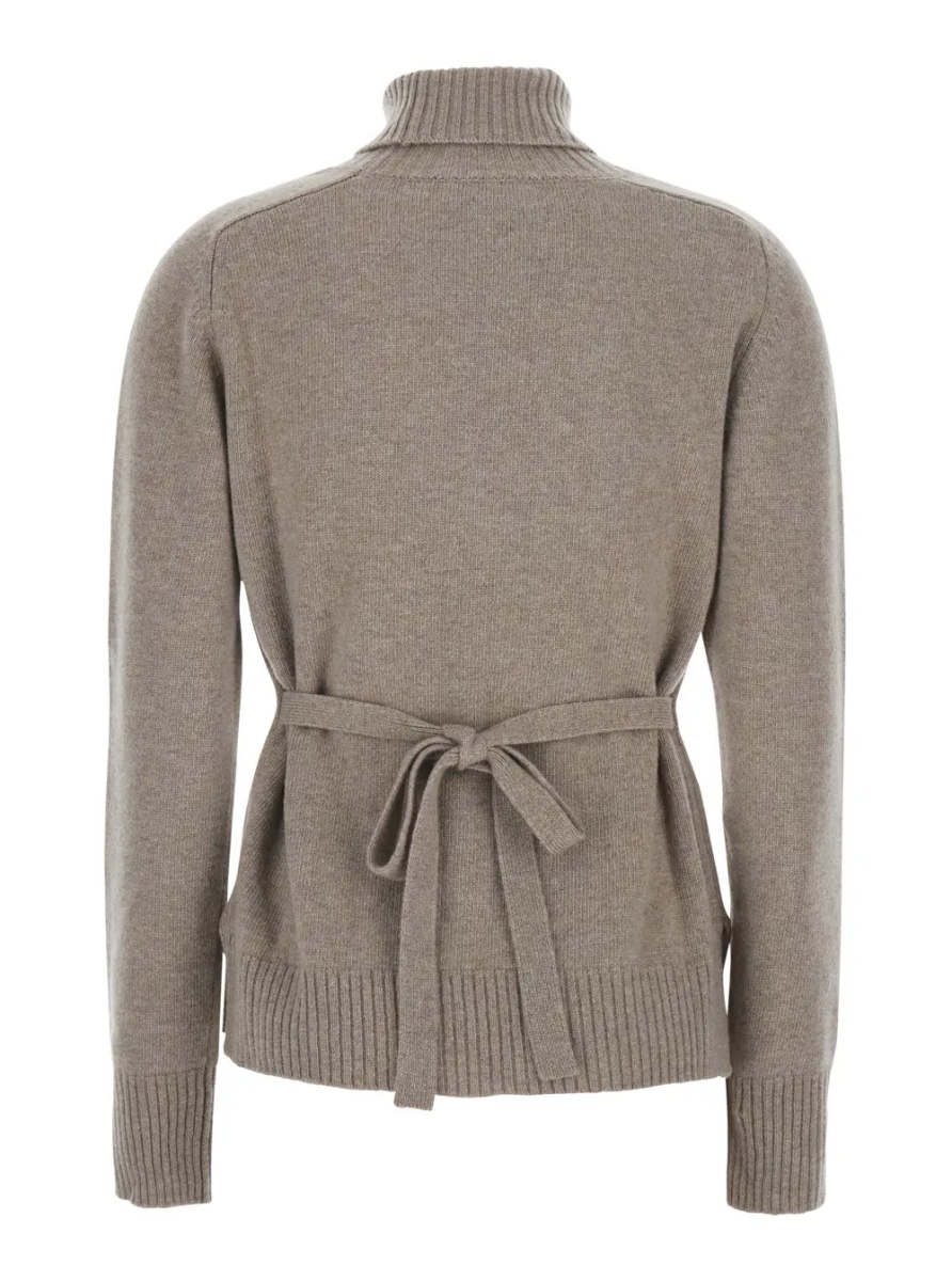 Pulover P.A.R.O.S.H. Beige High Neck Sweater with Adjustable Knot at the Back in Wool Women - Img 2