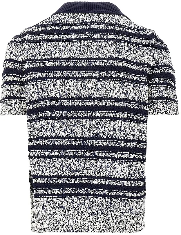 Pulover Striped mouliné knitted polo shirt - Img 3