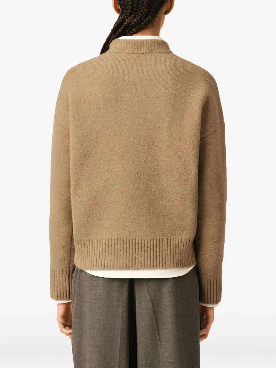 Pulover Sweater with round neckline and AMI de Coeur in beige for men - Img 7