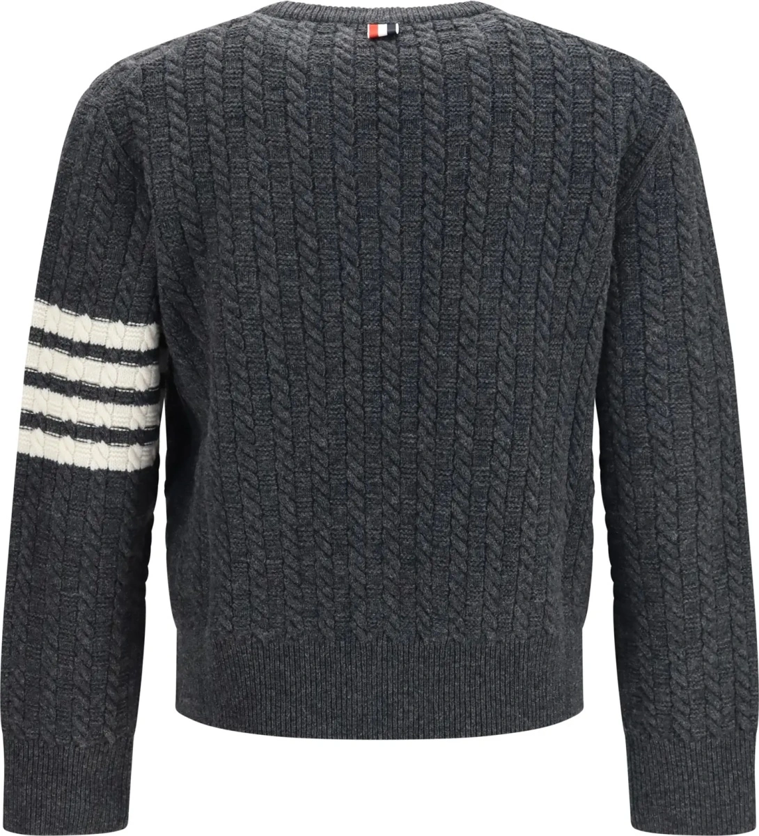 Pulover Thom Browne gri din lana merinos - Img 2