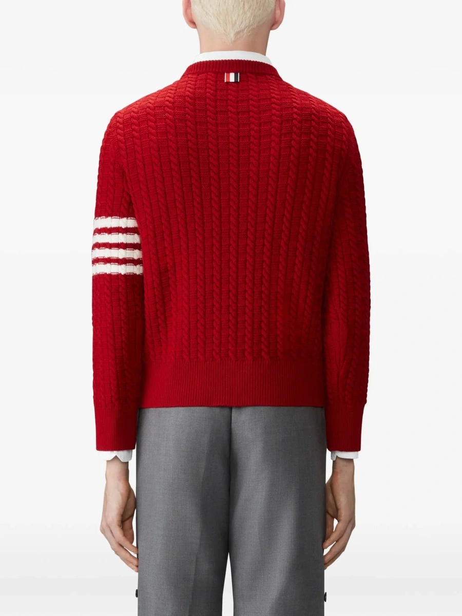 Pulover Thom Browne rosu din lana merinos - Img 6