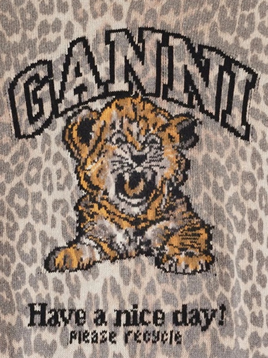 Pulover tricotat Ganni neutru - Img 2