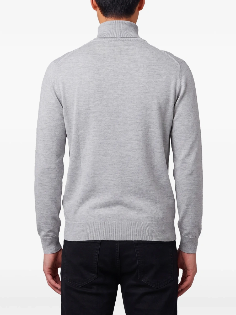 Pulover tricotat John Smedley gri din merino - Img 3