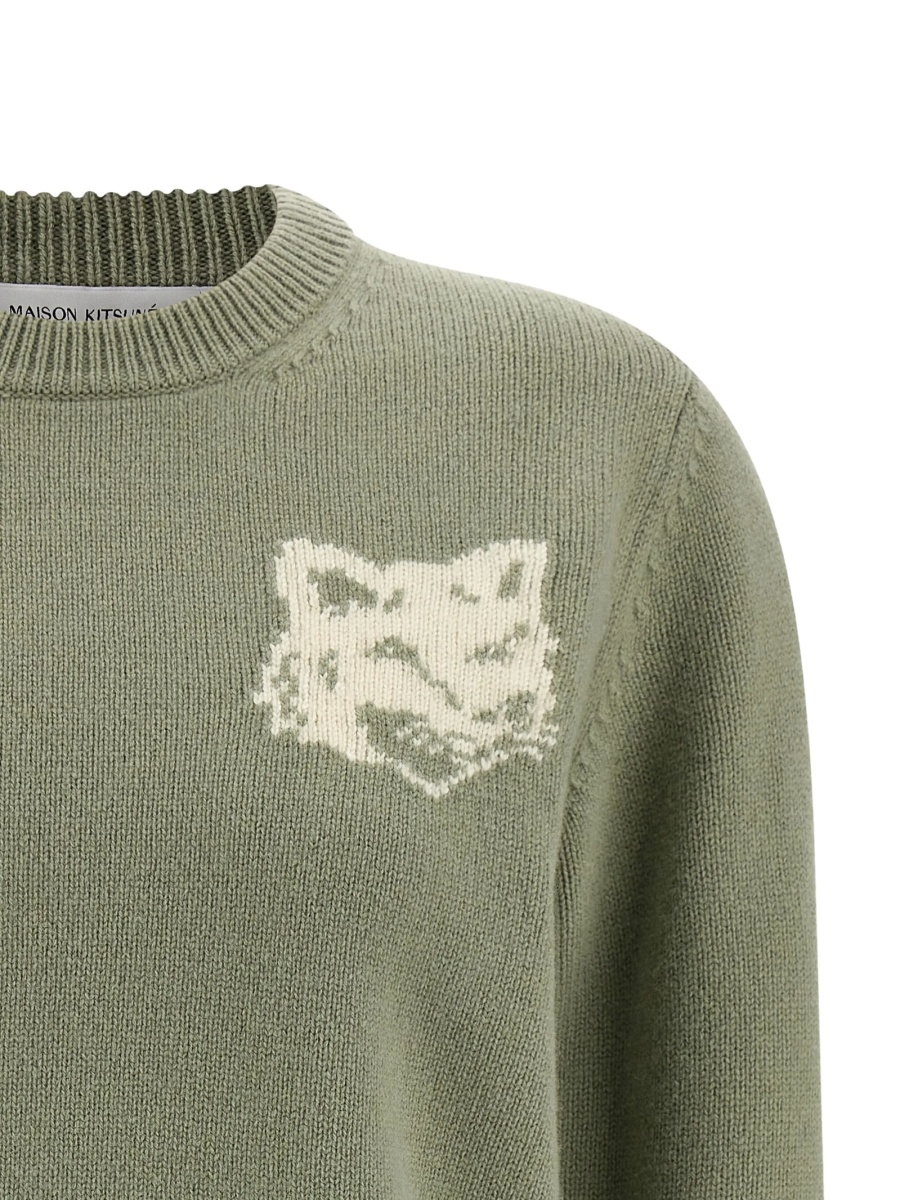 Pulover tricotat MAISON KITSUNÉ verde - Img 3