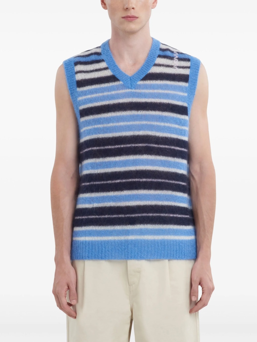 Pulover tricotat Marni Mohair albastru - Img 3