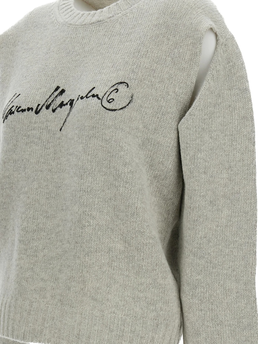 Pulover tricotat MM6 Maison Margiela gri - Img 3